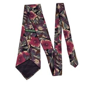 Hill &‎ Archer Mens Necktie Multicolor Floral 100% Silk Designer Short Hawaiian